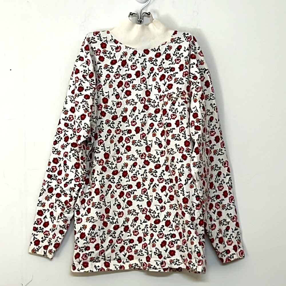 🌞 iLio long sleeve floral ribbed turtle neck sweater shirt oversized women S